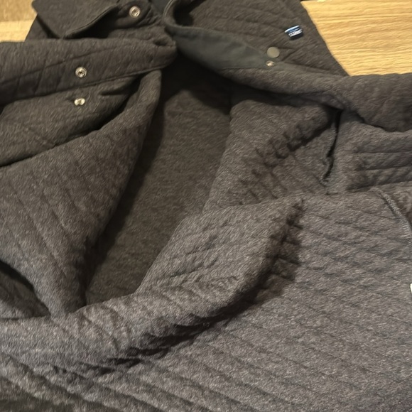 L.L. Bean shirt jacket men’s large tall pockets soft quilted dark gray snaps - Picture 10 of 16